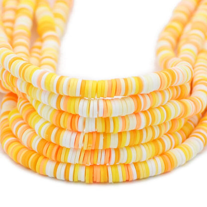 6mm Mixed Color Flat Round Polymer Clay Beads