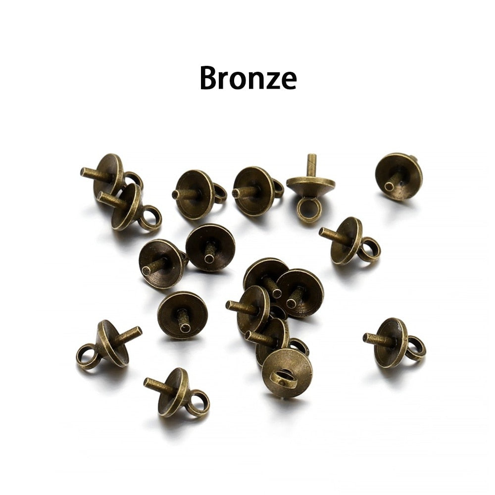 Brass Half Hole Charms Eye Pins Beads End Caps, 50-100pcs