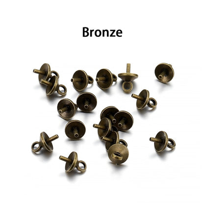 Brass Half Hole Charms Eye Pins Beads End Caps, 50-100pcs
