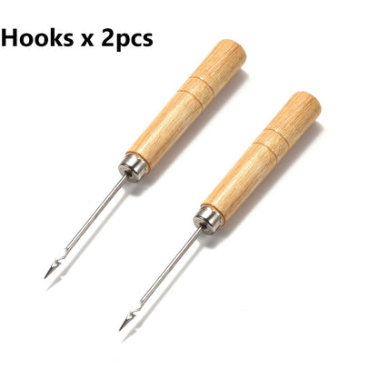 Poinçon de couture en bois, 2 pièces, pour la fabrication du cuir et des bijoux