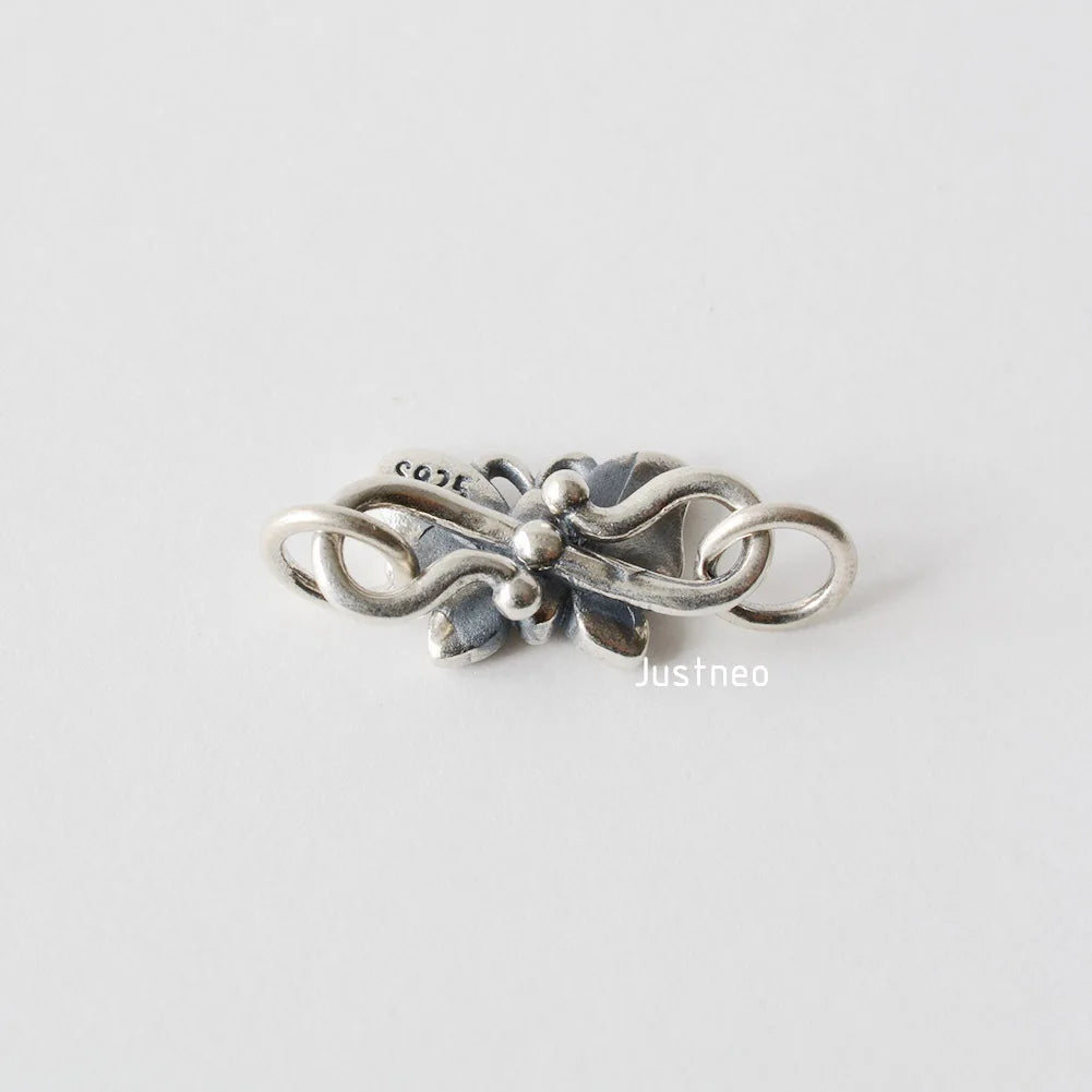 Solid .925 Sterling Silver S Hook Clasp, Oxidized Silver S-Hook Clasp Connector, Antiqued Silver Jewelry Finding