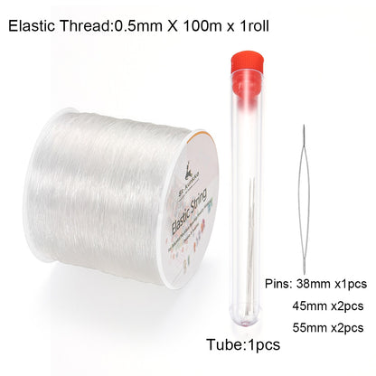 Kunststoff-Kristall-DIY-Perlen-Stretchschnüre mit 5 Stiften, 100 Meter