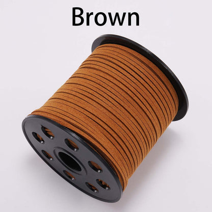 Cordon tressé plat en faux suède de 2,5 mm, cuir velours coréen, lot de 10 m