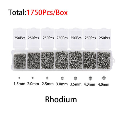 Mixed Color Crimp End Beads, 1750pcs