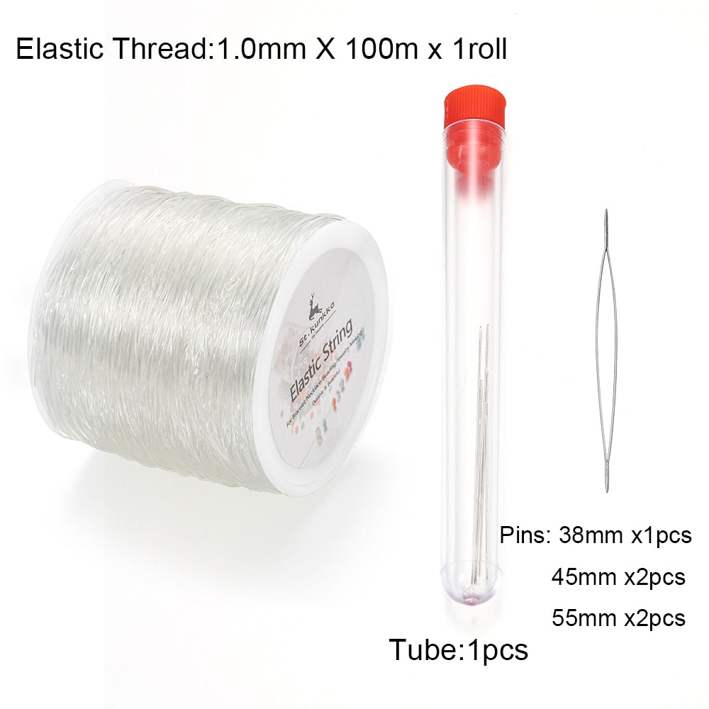 Kunststoff-Kristall-DIY-Perlen-Stretchschnüre mit 5 Stiften, 100 Meter
