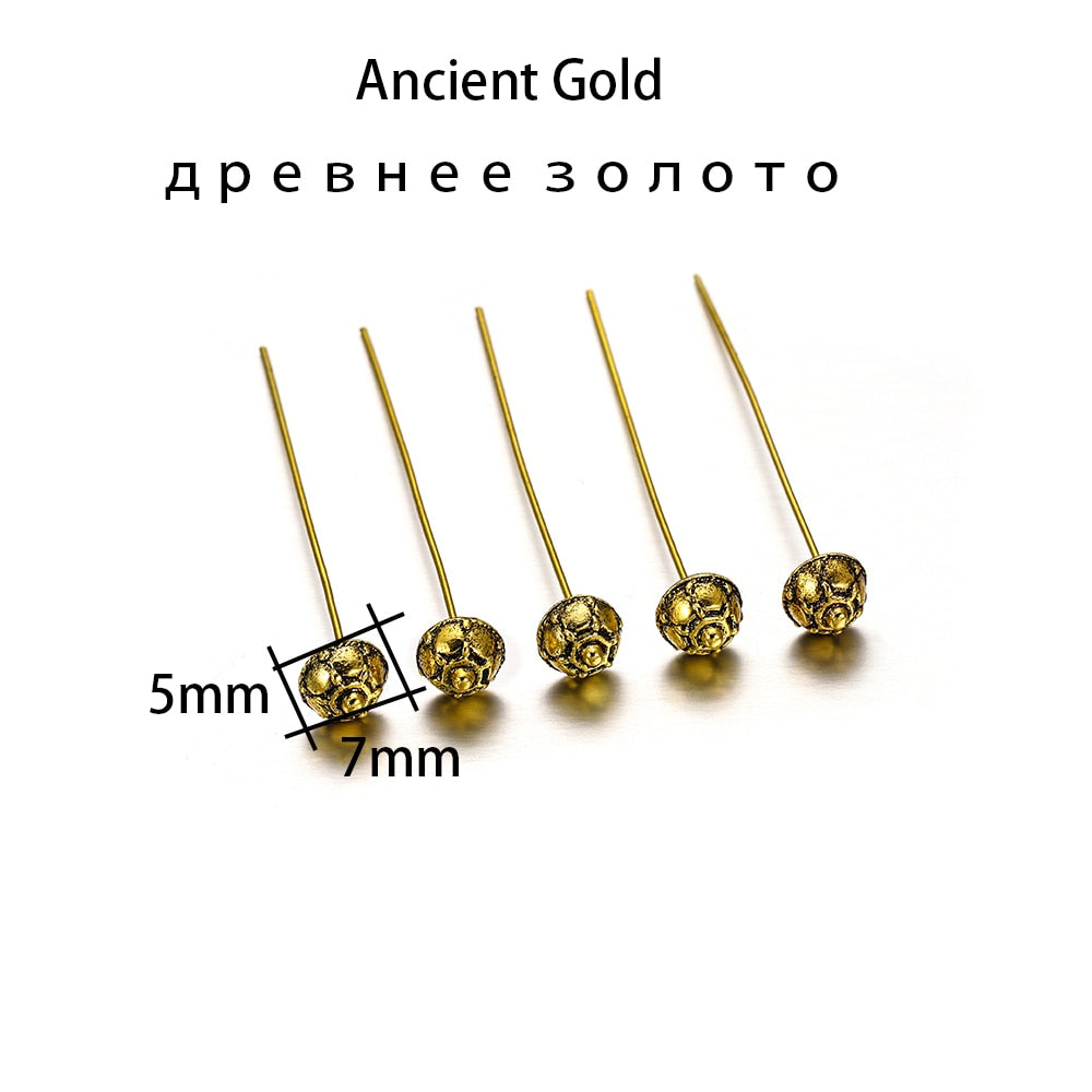 50mm Gold Flower Head Pins, 20pcs