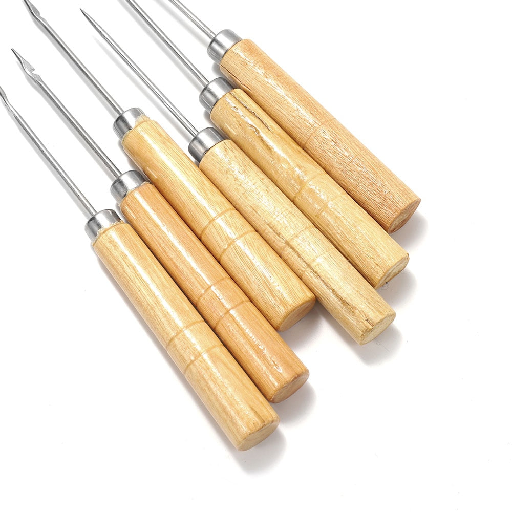 Poinçon de couture en bois, 2 pièces, pour la fabrication du cuir et des bijoux