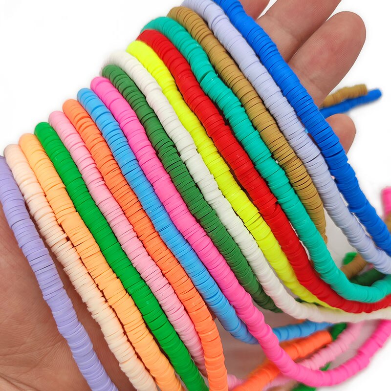 45 Colors 16" 6mm Flat Round Polymer Clay Beads