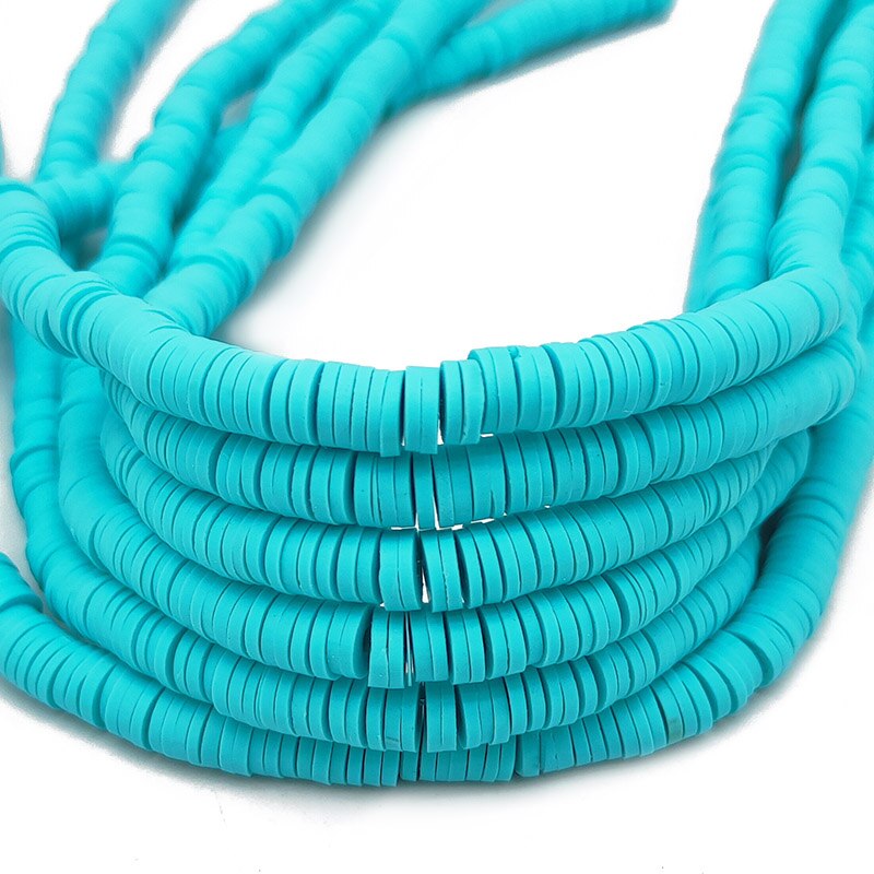 45 Colors 16" 6mm Flat Round Polymer Clay Beads