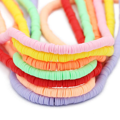 45 Colors 16" 6mm Flat Round Polymer Clay Beads