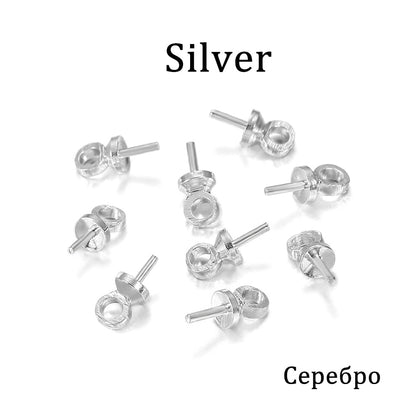 Brass Half Hole Charms Eye Pins Beads End Caps, 50-100pcs