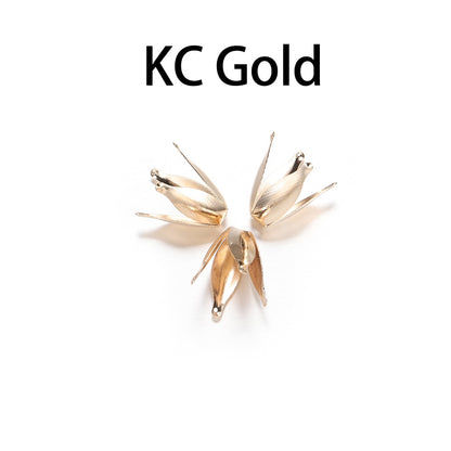 Filigrane Blütenblatt-Perlenkappen aus Silber und Gold, 100 Stück