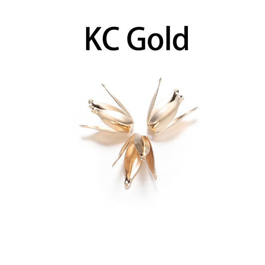 Filigrane Blütenblatt-Perlenkappen aus Silber und Gold, 100 Stück