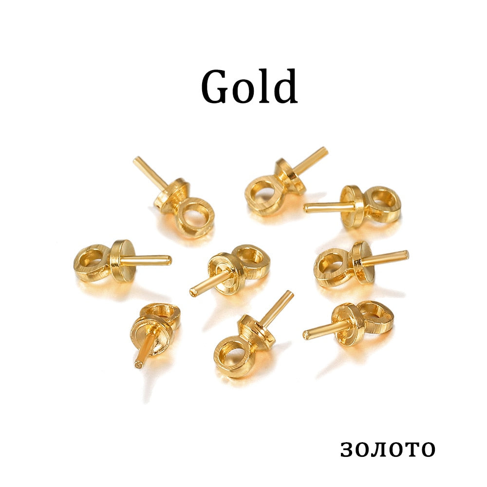 Brass Half Hole Charms Eye Pins Beads End Caps, 50-100pcs
