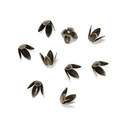 Vergoldete Blumenperlenkappen, 100 Stück