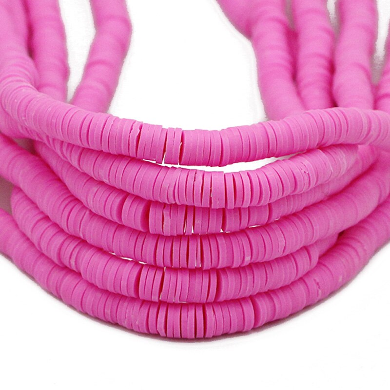 45 Colors 16" 6mm Flat Round Polymer Clay Beads