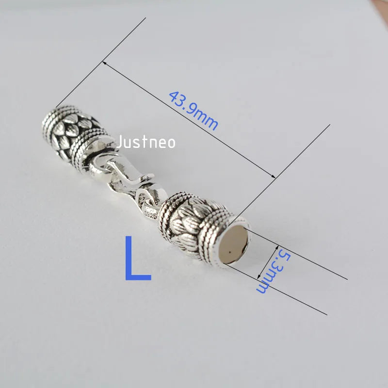 Antiqued solid 925 sterling silver S Clasp Leather Cord End Cap , Thai Silver jewelry diy findings/components  1