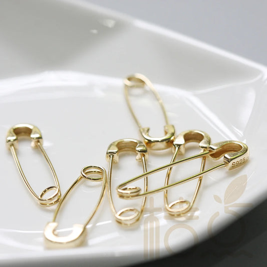 DIY Supply-One Piece 925 Sterling Silver Finding Safety Pin LInk- Earring Finding - 29mmx7.5mm (4109C)