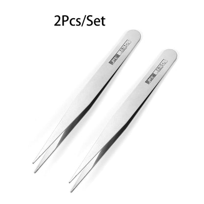Pincettes antistatiques à Long nez courbé, 2 pièces, pour la couture de perles et de bijoux