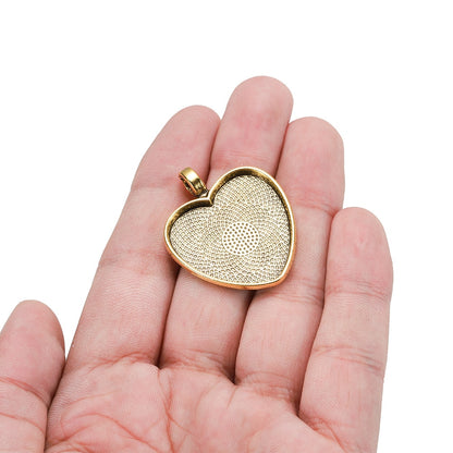 10pcs 25mm Heart-Shaped Cabochon Pendant Base