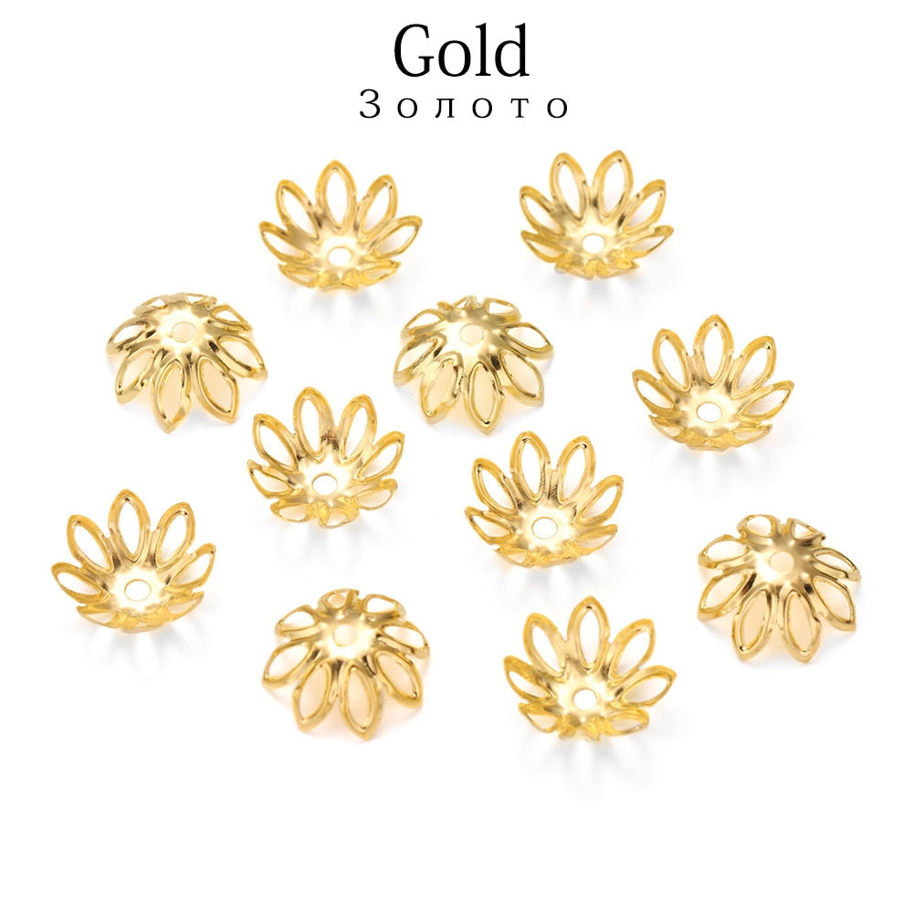Rhodium Flower Bead Caps 11-14mm, 100pcs