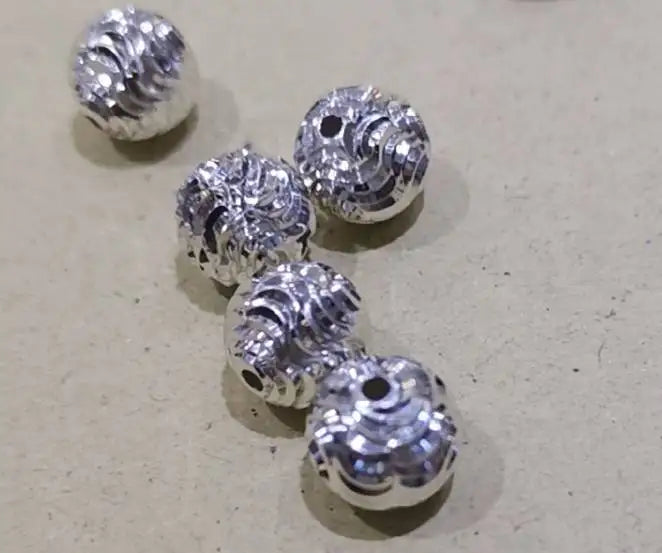 8mm solid 925 sterling silver round  beads,laser cut twisted corrugated mirror silver spacer beads, 1 piece