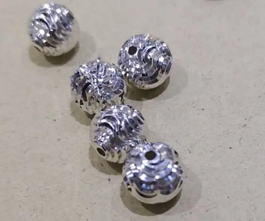8mm solid 925 sterling silver round  beads,laser cut twisted corrugated mirror silver spacer beads, 1 piece