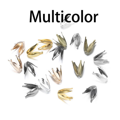 Filigrane Blütenblatt-Perlenkappen aus Silber und Gold, 100 Stück