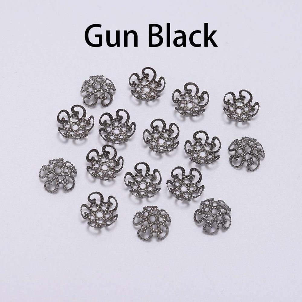 8, 10 mm goldene Metall-Hohlblumen-Perlenkappen, 100 Stück