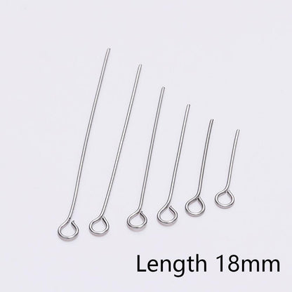 20-50mm Stainless Steel Eye Pins, 100pcs