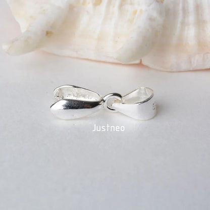 solid 925 sterling silver bail pendant clasp connector, pinch bail with ice-pick for necklace & pendant silver jewelry, L