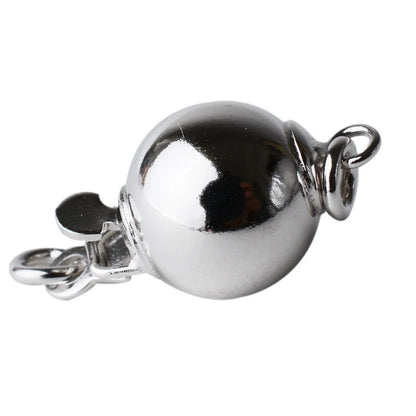Solid 925 Sterling Silver Round Ball Box Clasp for Pearl Necklace Jewelry diy Components, 1 piece/lot