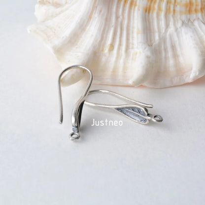 ear hook, solid 925 sterling silver leaves Shaped earring wire hooks, Thai Silver earring findings components, Jewelry DIY