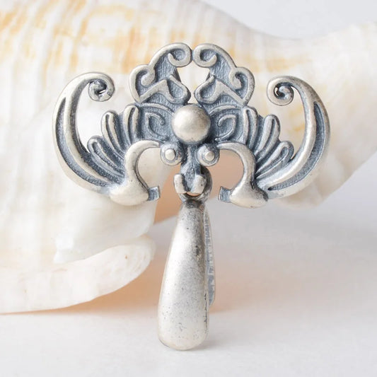 Solid 925 sterling silver bat pendant clasp connector, Thai Silver pinch bail for necklace & pendant silver jewelry