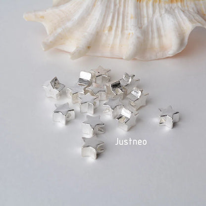 solid 925 sterling silver five-pointed star charm beads, spacer loose bead with 1.2mm hole jewelry diy components accessories