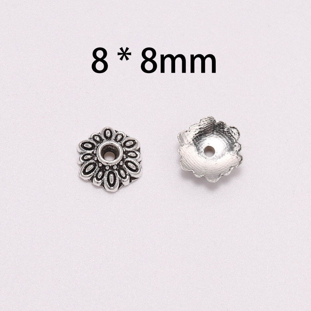 8mm 12-Petal Round Flower Bead Caps, 50pcs