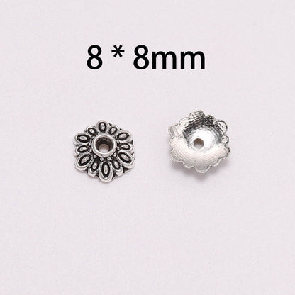 8mm 12-Petal Round Flower Bead Caps, 50pcs