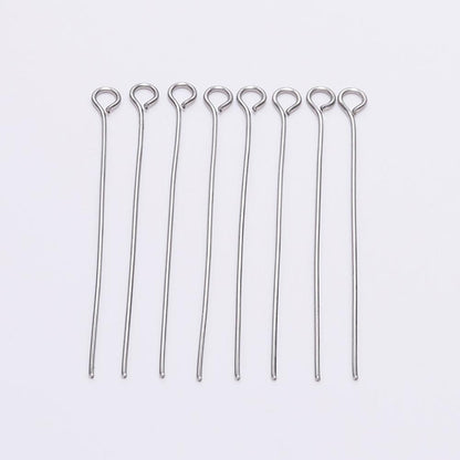 20-50mm Stainless Steel Eye Pins, 100pcs