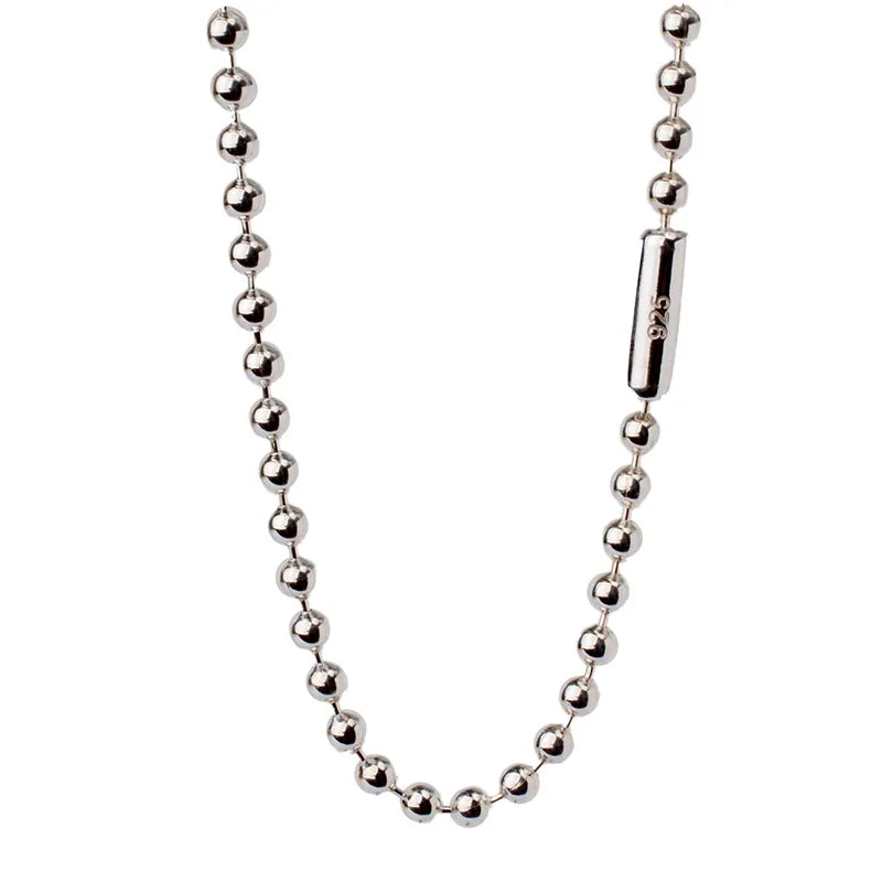 JustNeo 925 Sterling Silver Ball Chain Necklace 15-28 Inch Basic Pendant Compatible Chain Jewelry Accessory