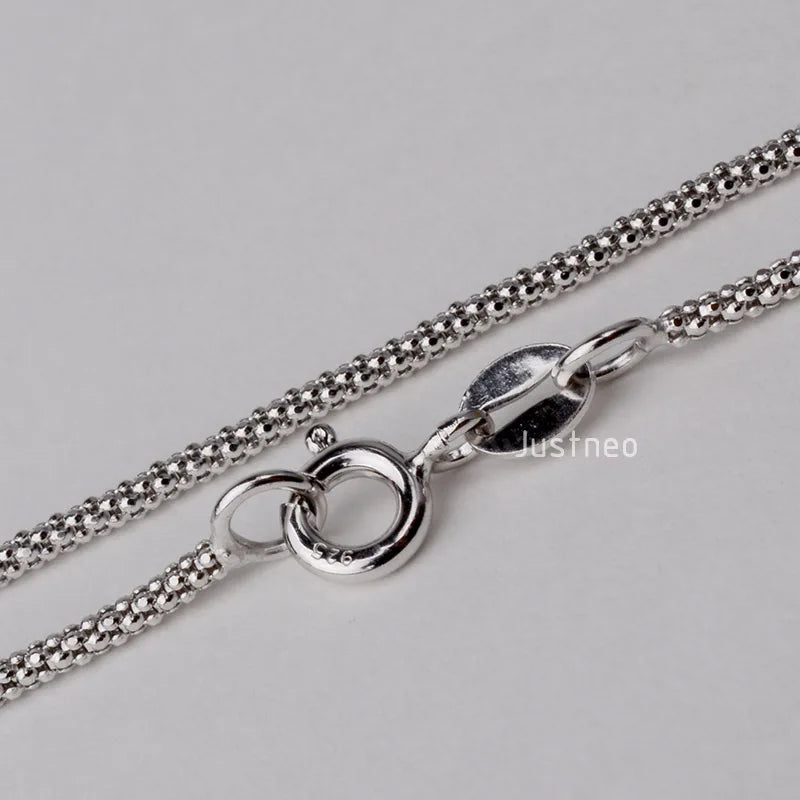JustNeo Solid 925 Sterling Silver popcorn Chain Necklace,Basic Chains for Pendants