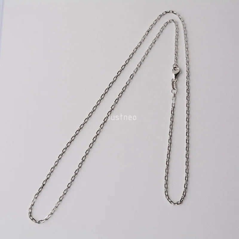 JustNeo solid 925 sterling silver oval cable chain necklace with rhodium plate 16-28inch,Basic Chains for Pendants