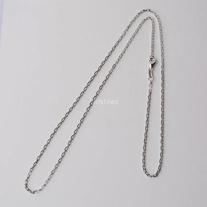 JustNeo solid 925 sterling silver oval cable chain necklace with rhodium plate 16-28inch,Basic Chains for Pendants