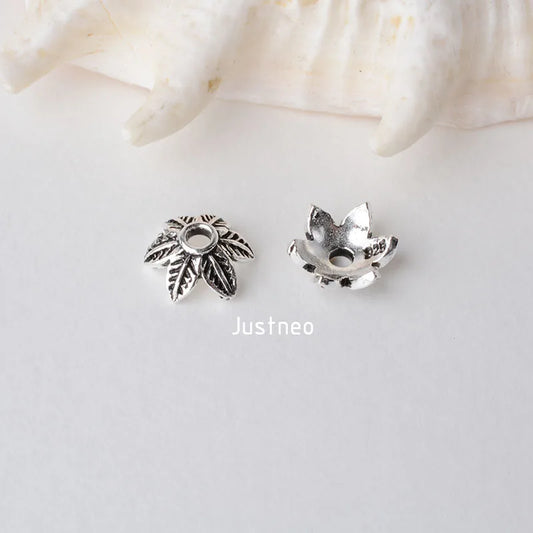 solid 925 sterling silver Leaves bead cap,Thai Silver spacer bead caps,jewelry diy silver findings/components