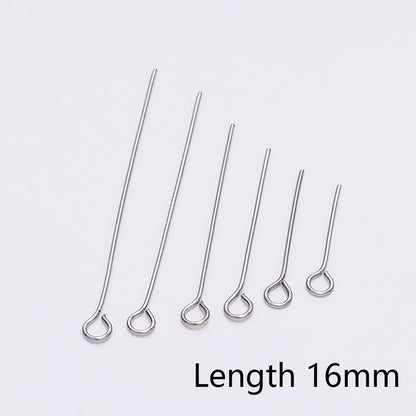 20-50mm Stainless Steel Eye Pins, 100pcs