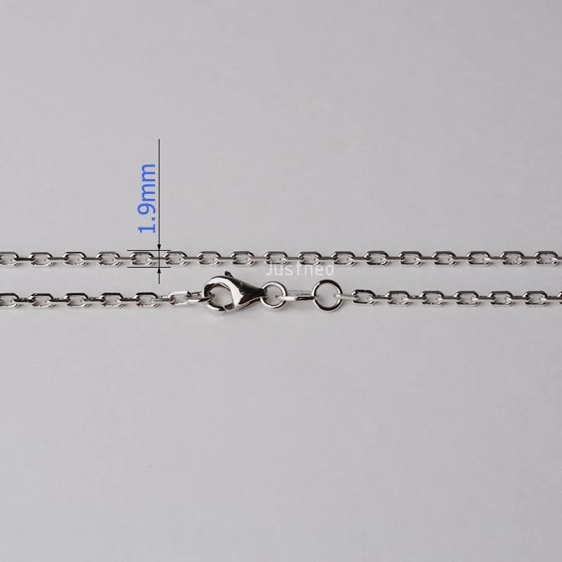 JustNeo solid 925 sterling silver oval cable chain necklace with rhodium plate 16-28inch,Basic Chains for Pendants
