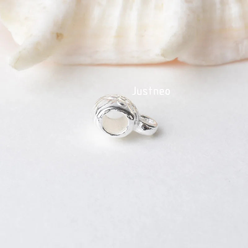 solid 925 sterling silver Tube Spacer Bead Connector with Closed Jump Ring, rondel spacer bead charms for necklace