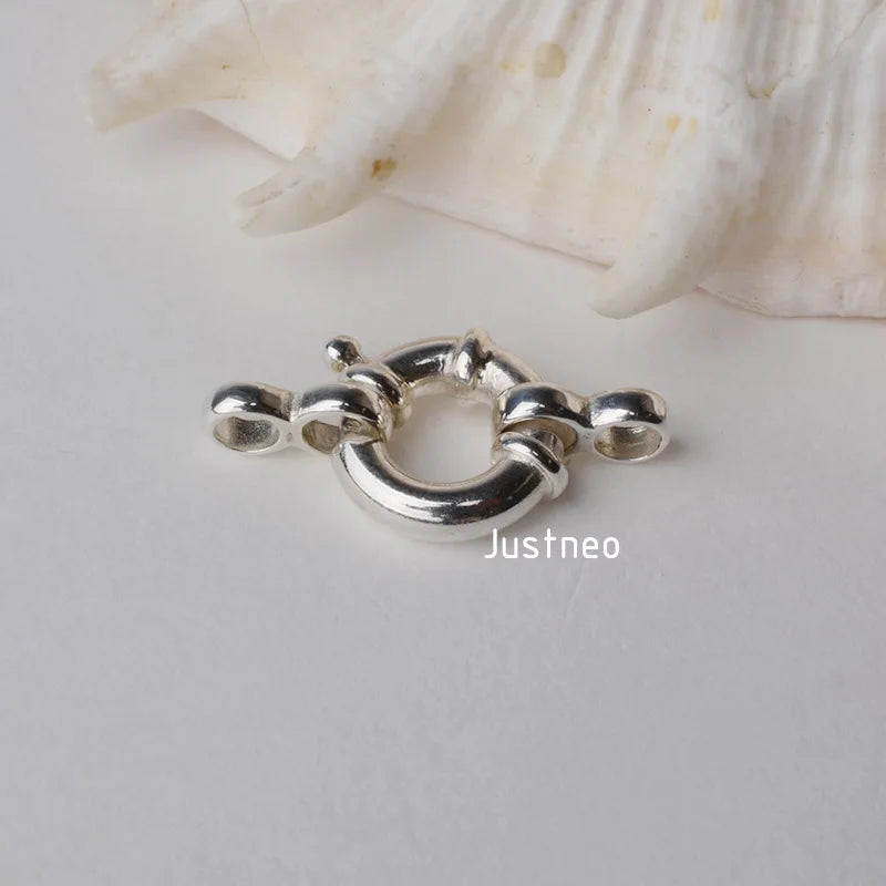 clasp,10mm 1-strand solid 925 sterling silver necklace clasps, springring nautical clasp with movable ring for necklace/bracelet