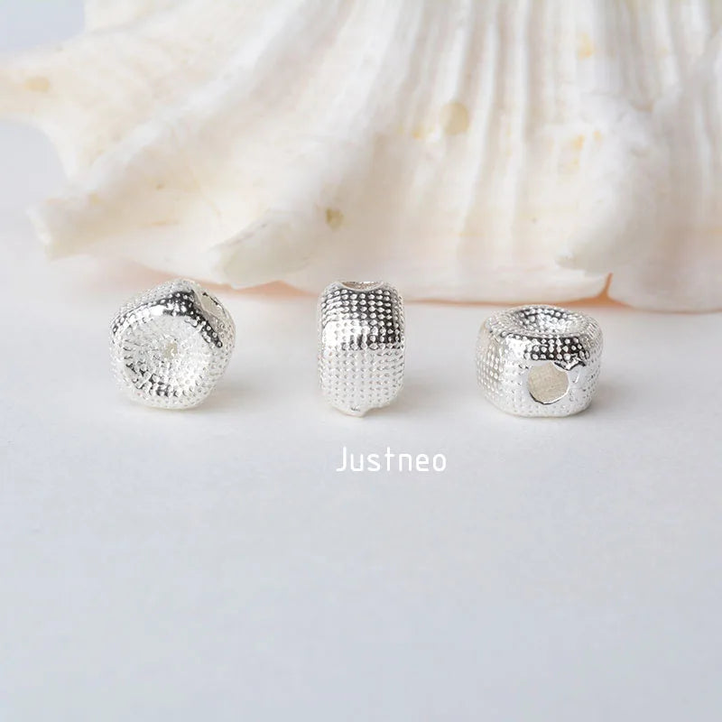 solid 925 sterling silver Pentagon charm beads, spacer loose bead with 1.6mm hole jewelry diy components accessories