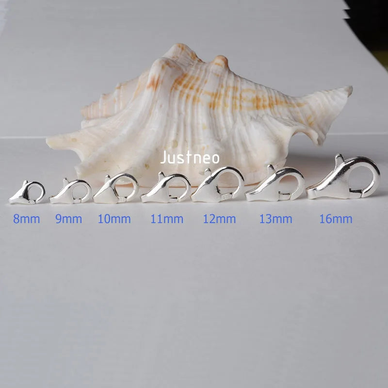 Solid 925 Sterling Silver Lobster Claw Clasp 8-16mm