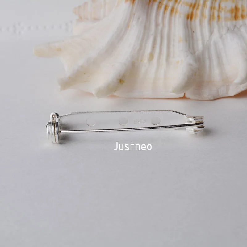 Solid 925 Sterling Silver Breastpin Safty-Closure Needle Lapel Stick, Handmade  DIY Blank Stick Pins Brooches Findings